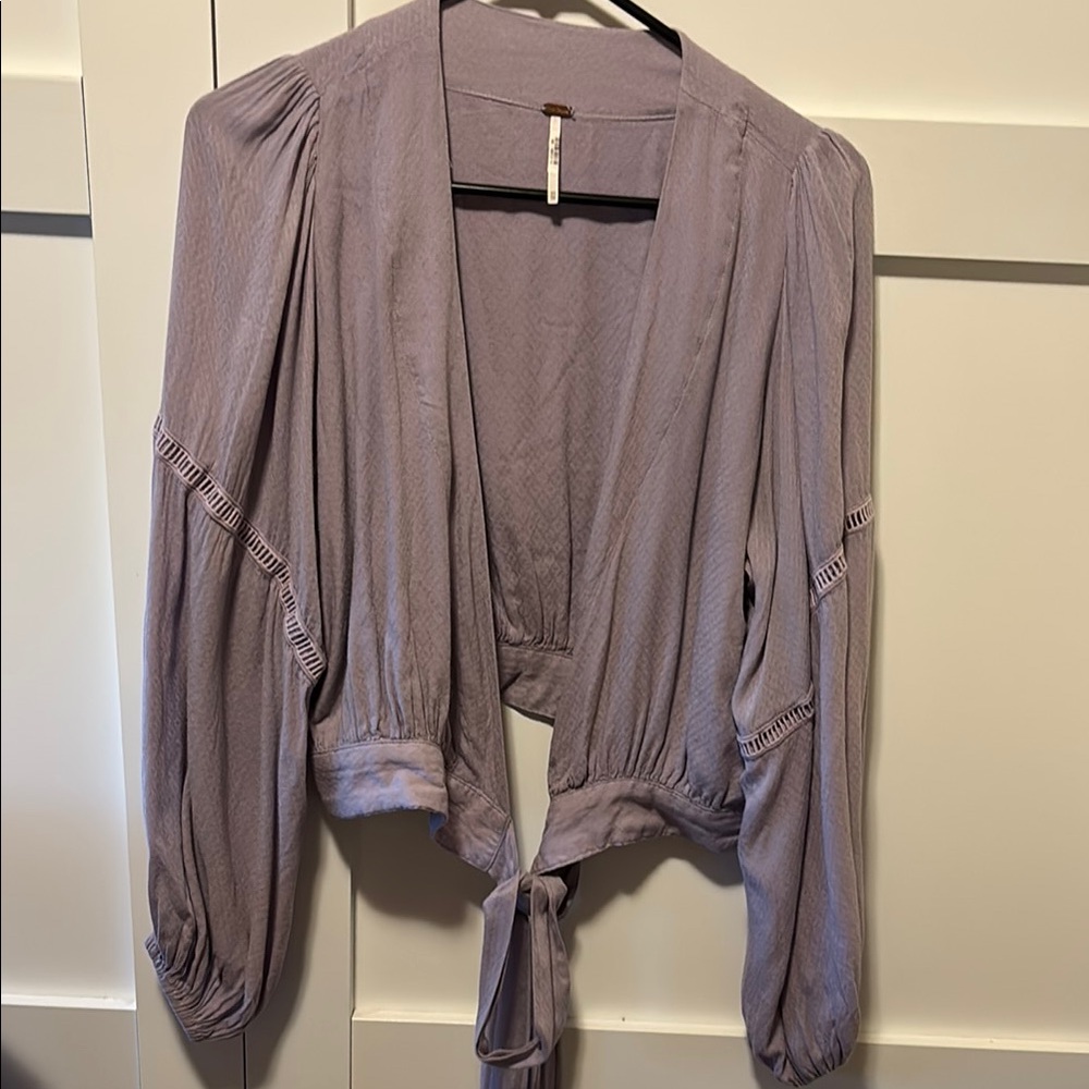 Free People Lavender Tie-Front Women's Top